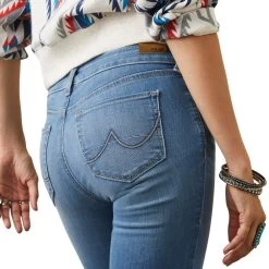 Ariat Women's Perfect Rise Katie Flare Louisiana Jean -Denim Equipment Store 10043174 detail03