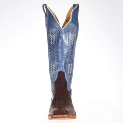 Rios Of Mercedes Women's Ride Ready KangoTobac Smooth Ostrich 15in. Blue Top Cowgirl Boot -Denim Equipment Store 106141 1