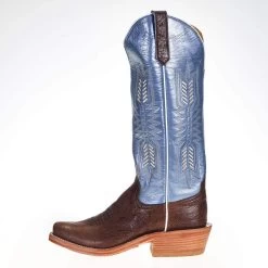 Rios Of Mercedes Women's Ride Ready KangoTobac Smooth Ostrich 15in. Blue Top Cowgirl Boot -Denim Equipment Store 106141 2