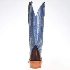 Rios Of Mercedes Women's Ride Ready KangoTobac Smooth Ostrich 15in. Blue Top Cowgirl Boot -Denim Equipment Store 106141 3