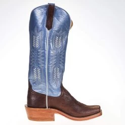 Rios Of Mercedes Women's Ride Ready KangoTobac Smooth Ostrich 15in. Blue Top Cowgirl Boot -Denim Equipment Store 106141 4