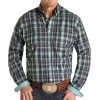 Panhandle Men's Roughstock Turquoise Plaid Buttondown