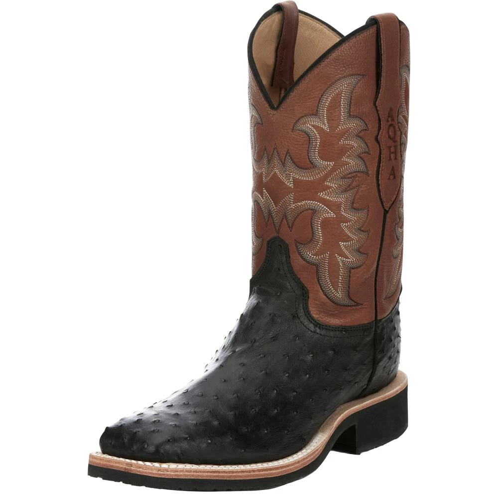 Justin Boots Men's AQHA Drover Black Full Quill Ostrich 11 In Oak Cowhide Top Crepe Sole Cowboy Boot 3 Justin Boots Men's AQHA Drover Black Full Quill Ostrich 11 In Oak Cowhide Top Crepe Sole Cowboy Boot