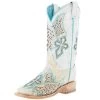 Corral Women's White Inlay Turquoise Embroidery 12 In Top Square Toe Boot -Denim Equipment Store 162532 default l