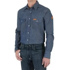 Wrangler Mens FR Flame Resistant Long Sleeve Twill Work Shirt