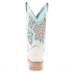 Corral Women's White Inlay Turquoise Embroidery 12 In Top Square Toe Boot -Denim Equipment Store A4334 04