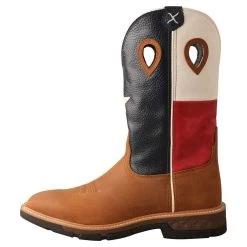 Twisted X Menin.s Light Brown 12in. Texas Flag Soft Toe Work Boot -Denim Equipment Store MXB0007 2