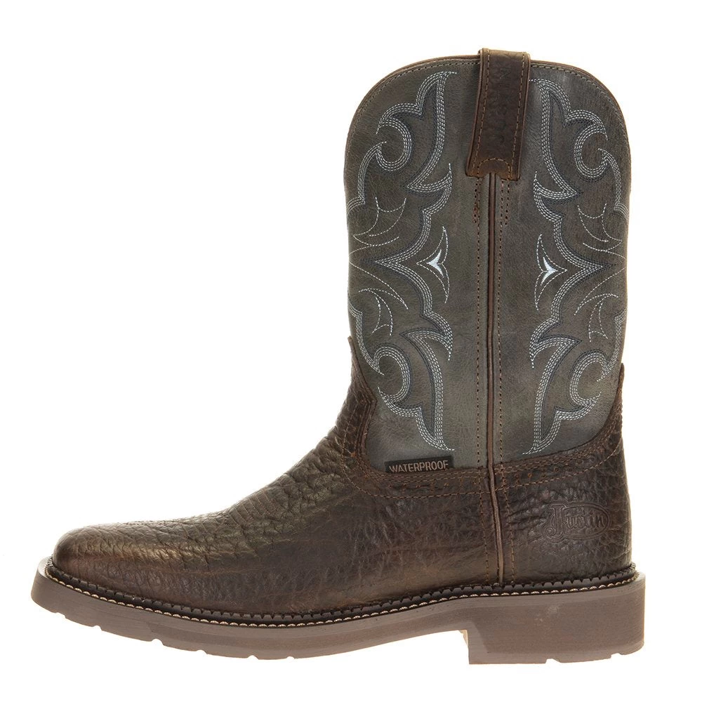 Justin Boots Men's Stampede H20 Amarillo 11in. Slate Embossed Top Soft Toe Work Boot 5 Justin Boots Men's Stampede H20 Amarillo 11in. Slate Embossed Top Soft Toe Work Boot - Image 3